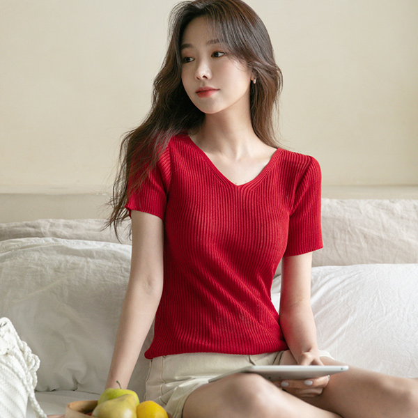 Daily Corduroy V-neck Knit