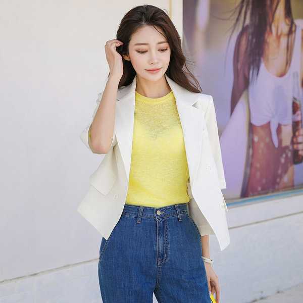 Linen Touch Double-button Open Shot Jacket