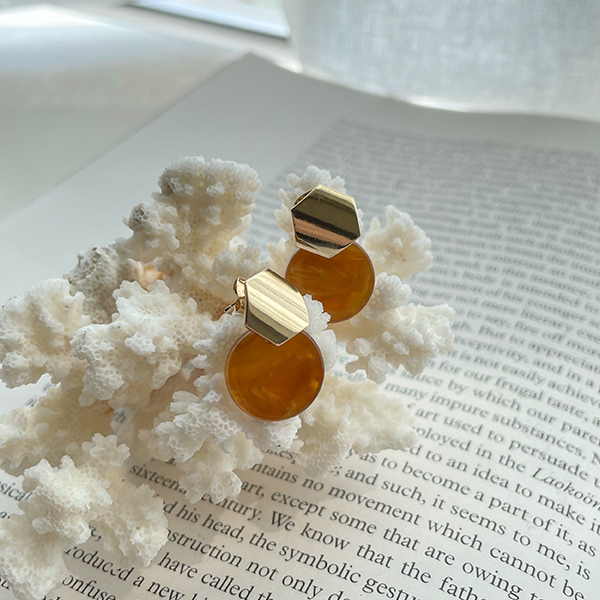 Gold Point Formica Drop Earring