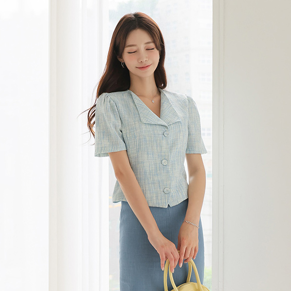 Wing Collar Silver Tweed Shot Jacket