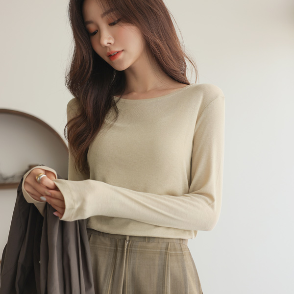 Color Point Tencel See-through T-shirt