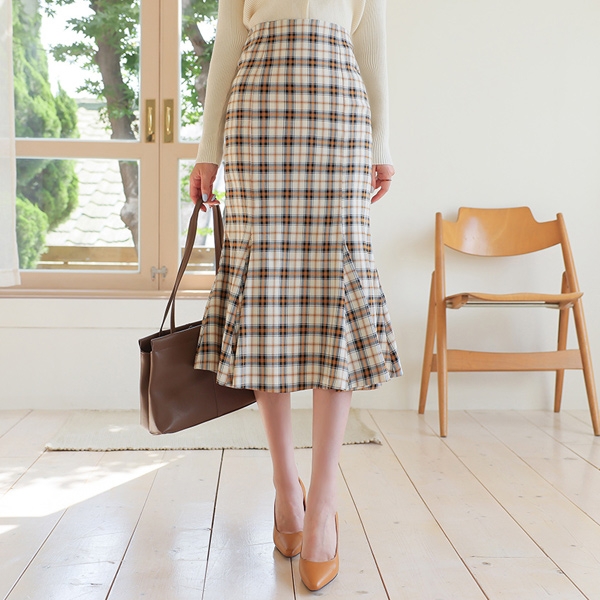 Tartan Check Trumpet Mermaid Skirt
