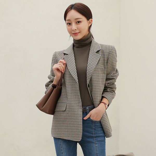 multi Plaid Check Single loose fit Jacket