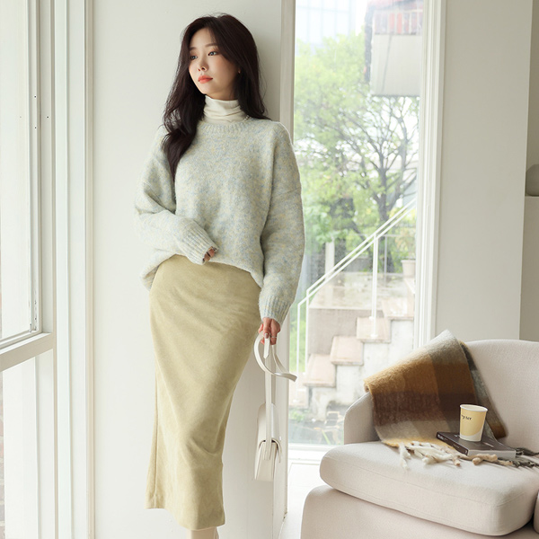 Cozy Corduroy Bag Slit Skirt