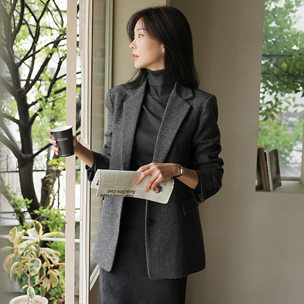 Modern Chic Tailored Collar Wool Jacket