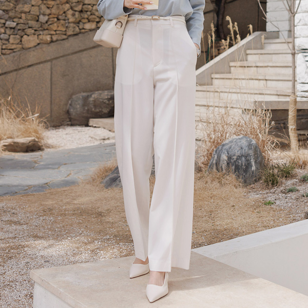 Spring Color Slim Fit Wide Pintuck Slacks