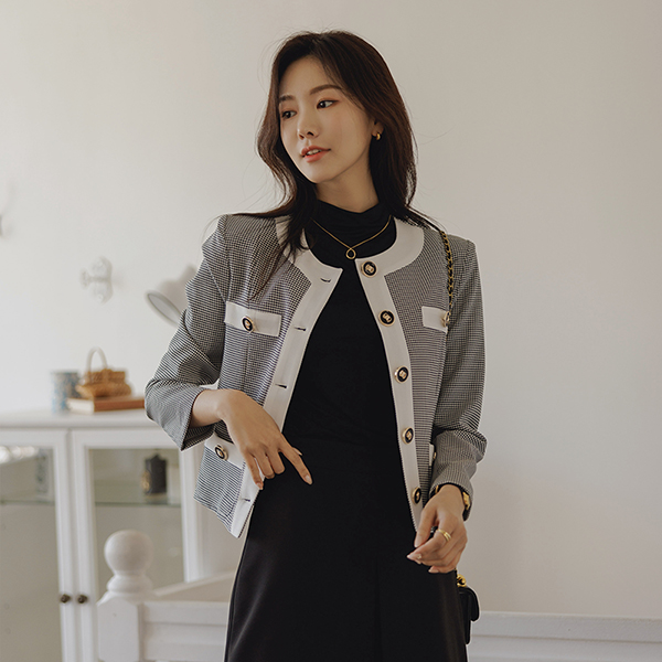 Line Colored Check Point Coco Jacket