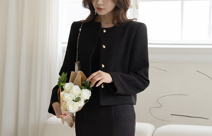 Classy Raund neck Tweed Jacket