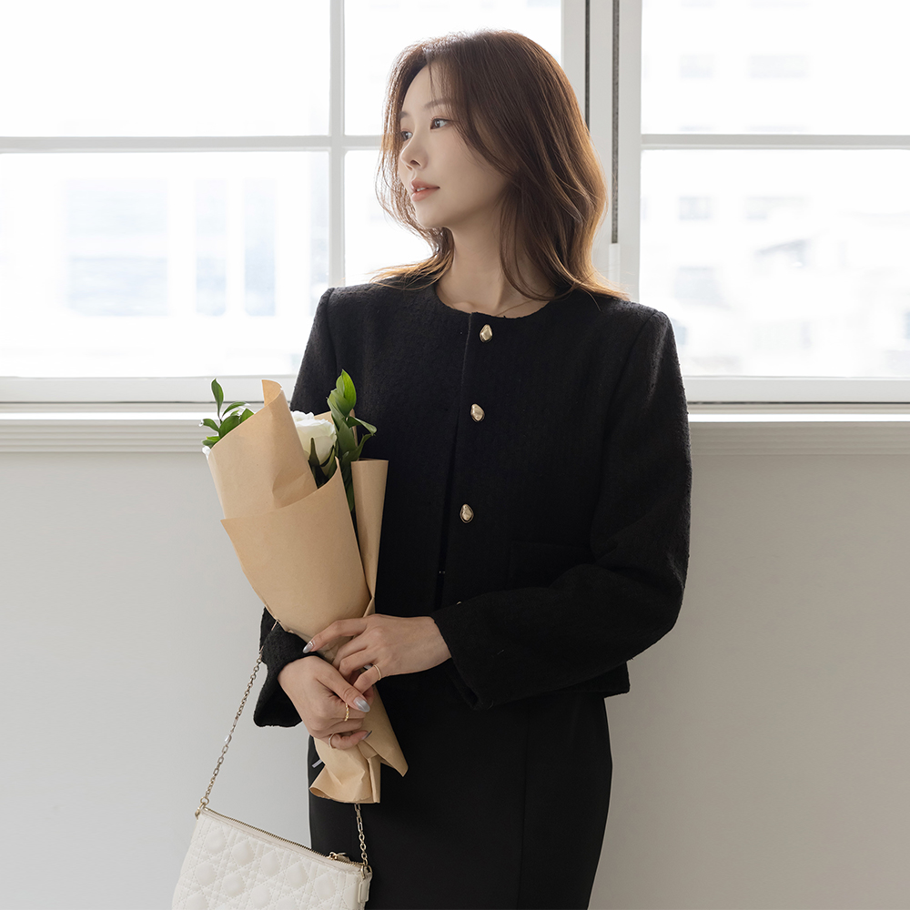 Classy Raund neck Tweed Jacket