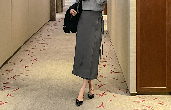 Modern Wrap Belt H-line Skirt