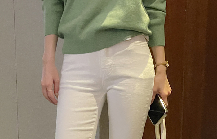 Cotton Slim Fit Span Boot-Cut Pants