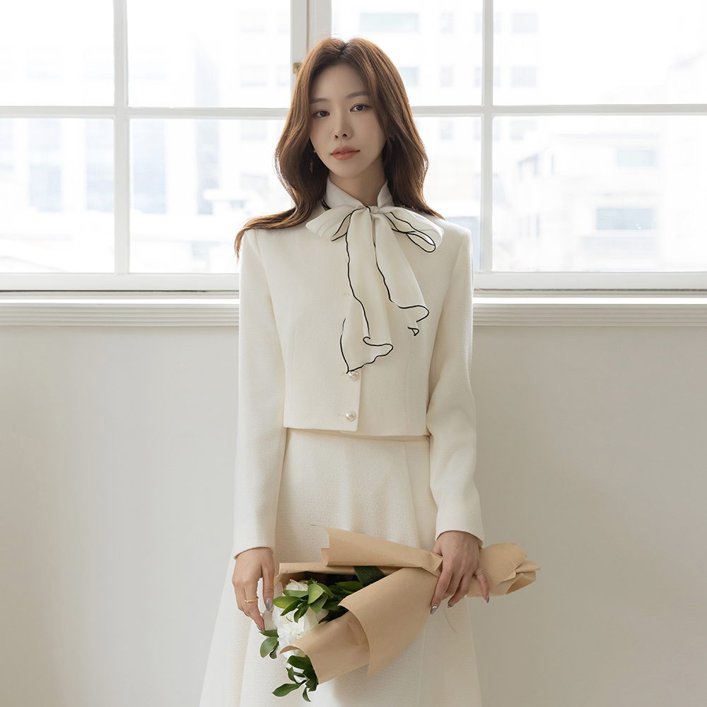 Pearl Tweed Set-up Jacket(+Scarf)