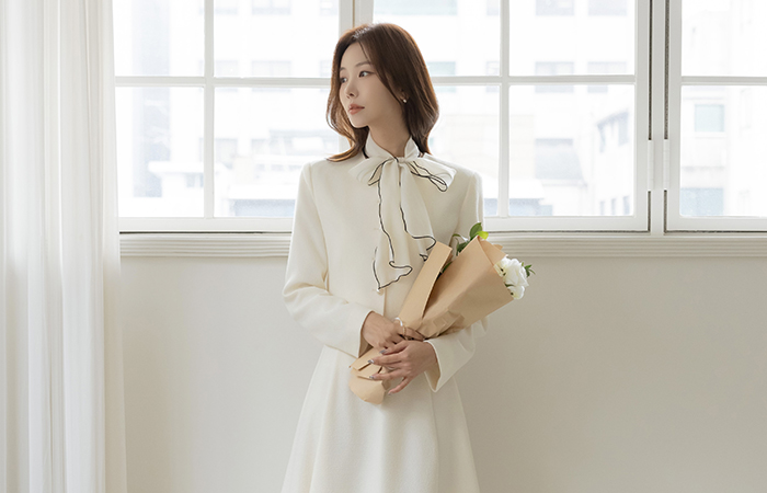 Pearl Tweed Set-up Jacket(+Scarf)