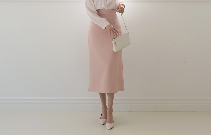 Unbalance Slit H-line Long Skirt