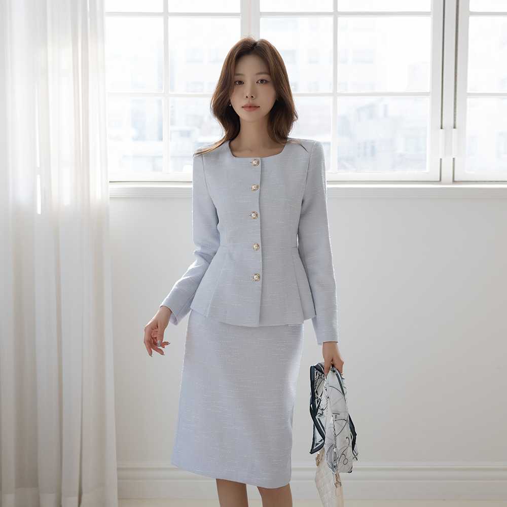 Rya Peplum Tweed Span Set-up Jacket