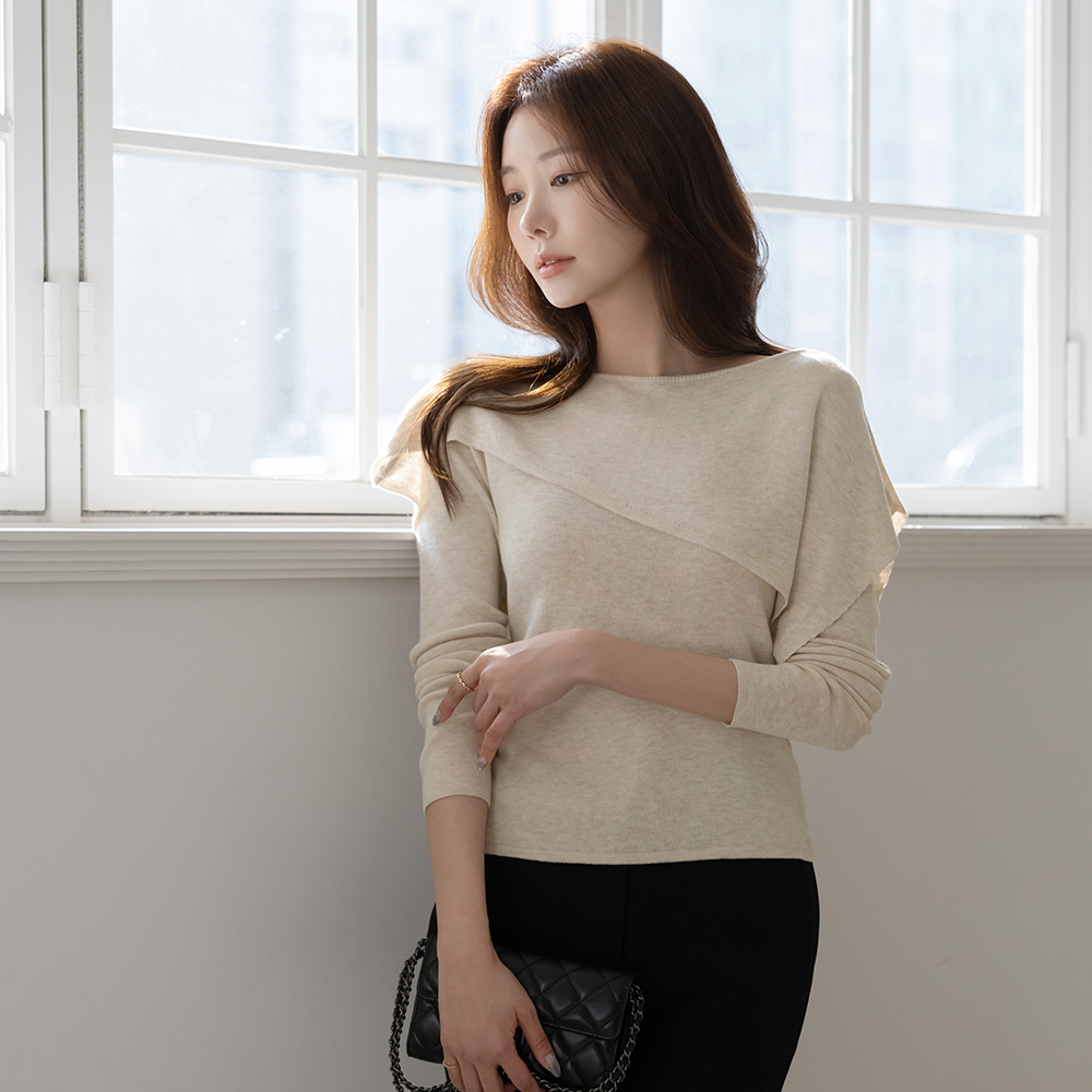 Basic Raund neck Knit&Cape SET