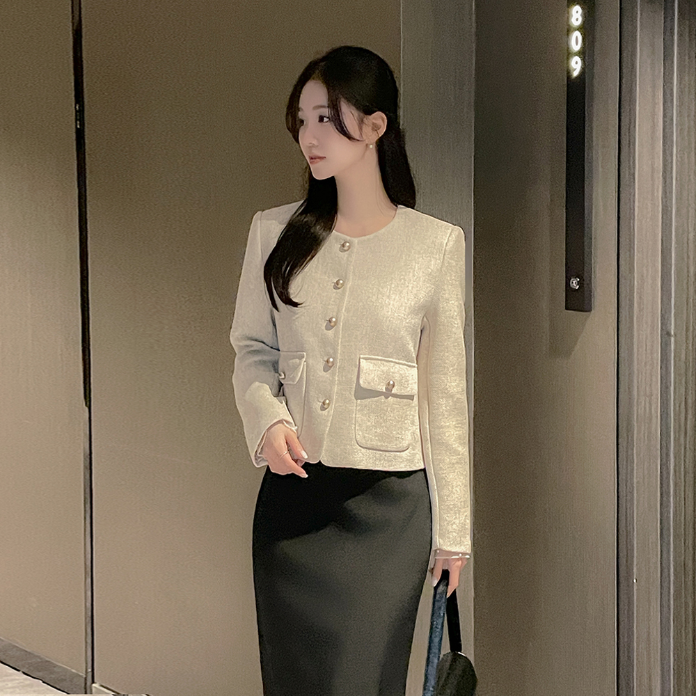 Classic Raund neck Tweed Jacket