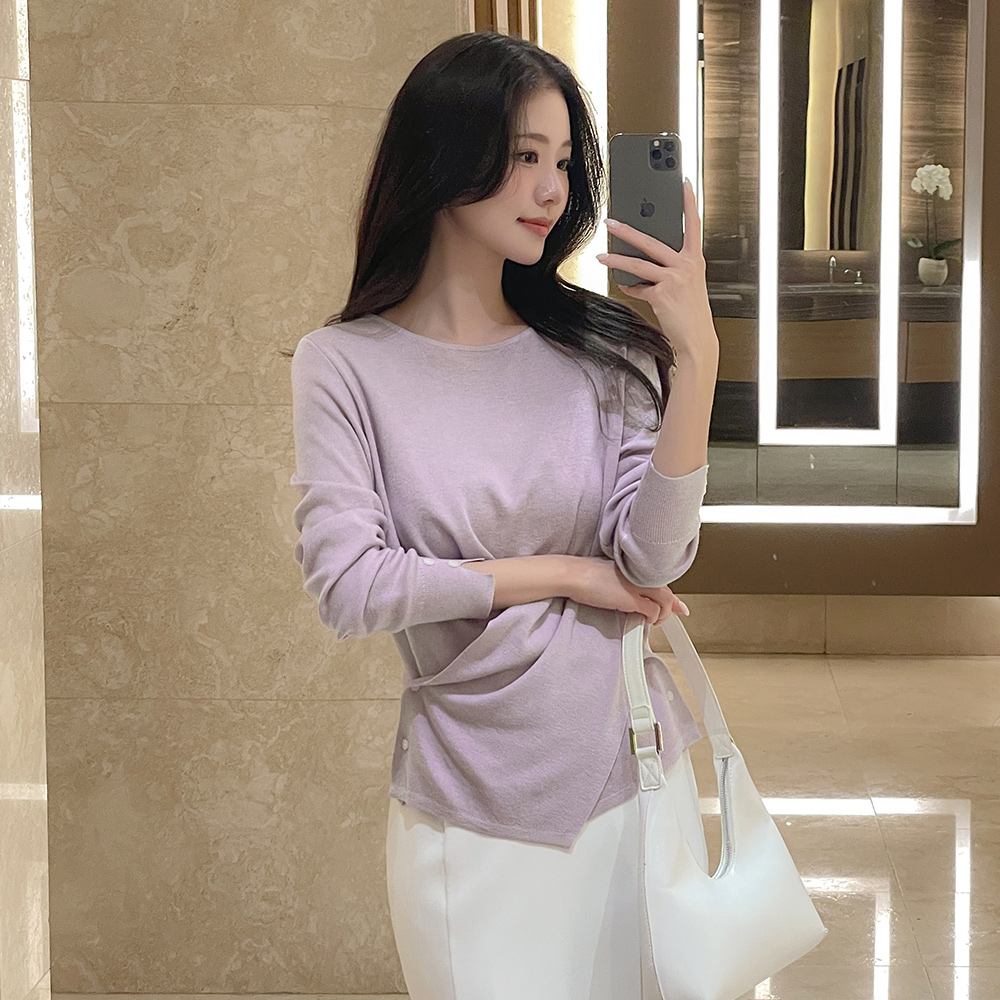 Reina twist Drape Long-sleeve Knit