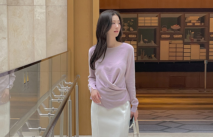 Reina twist Drape Long-sleeve Knit