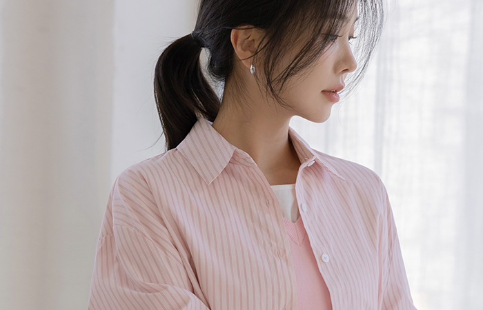 Spring Color Stripe loose fit Shirt