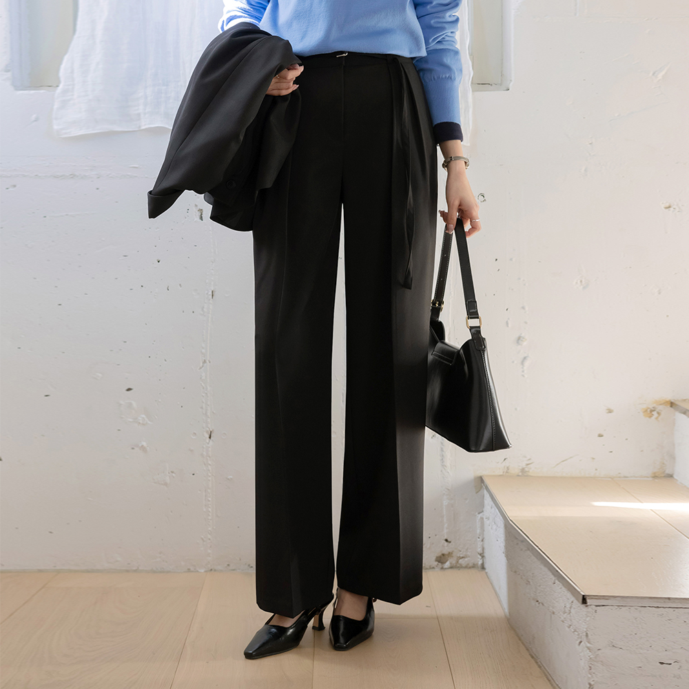 Modern Pintuck wide fit Slacks(+Belt)
