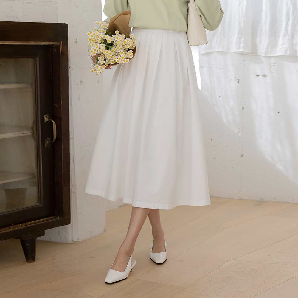 Daisy Back Banding Pleats Skirt