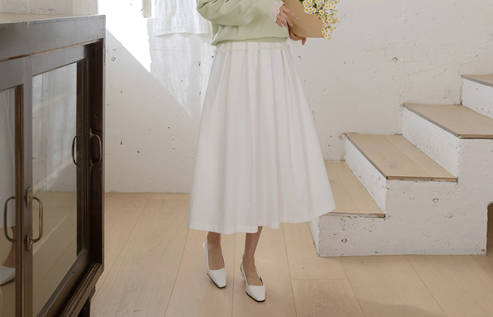 Daisy Back Banding Pleats Skirt