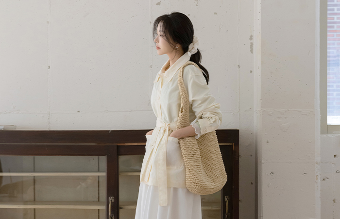 Polo loose fit nylon Jacket(+Belt)