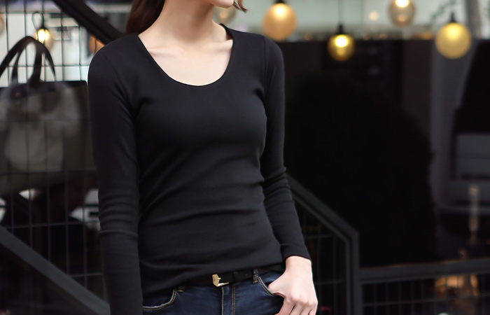 Slim Fit napping U-neck tee Span