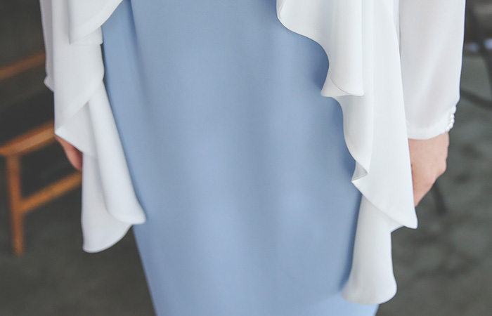 Ruched Shoulder Shawl chiffon puff jacket