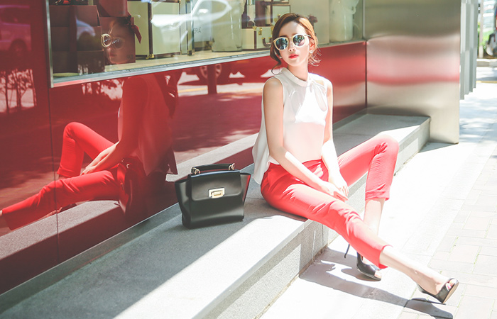 simple Slim Fit 9 Part Pants