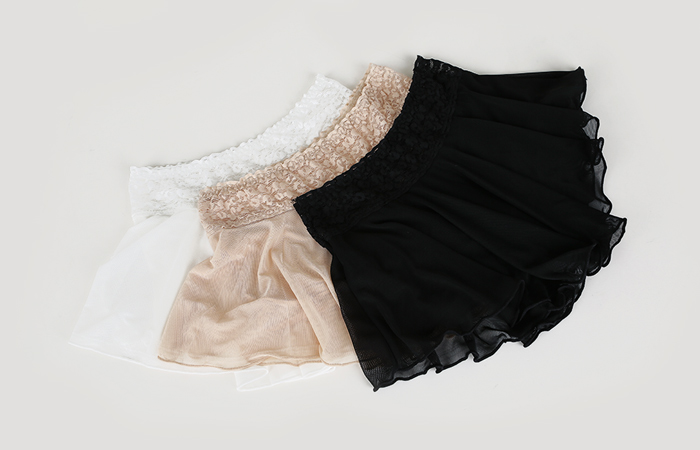 Chiffon lace underskirt waist pants