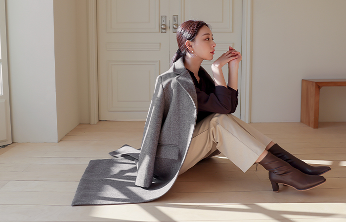 Wool Semi- Wide Banding Slacks (napping lining)