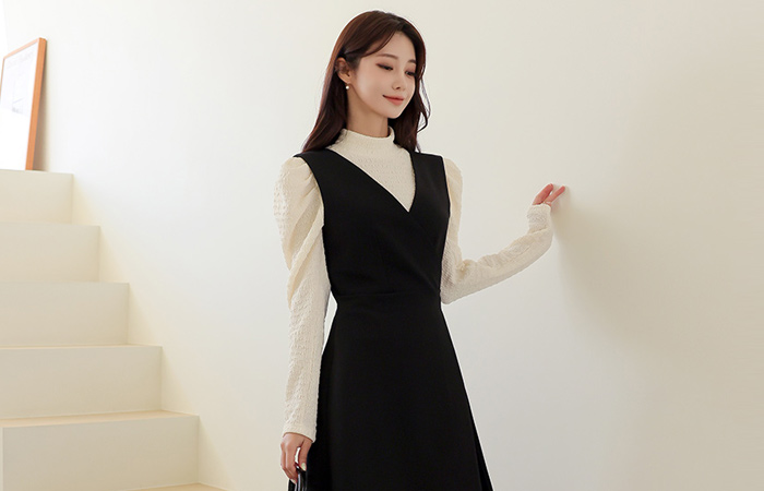 Wrap Pleats layered Dress