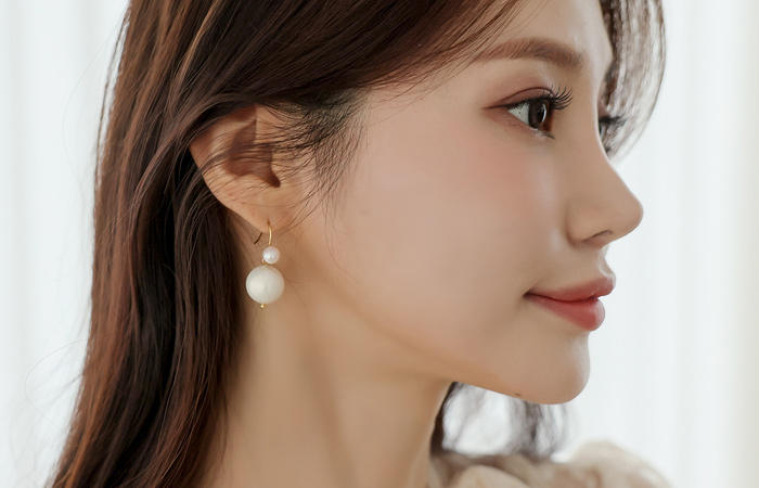 Double Pearl Hook Earring