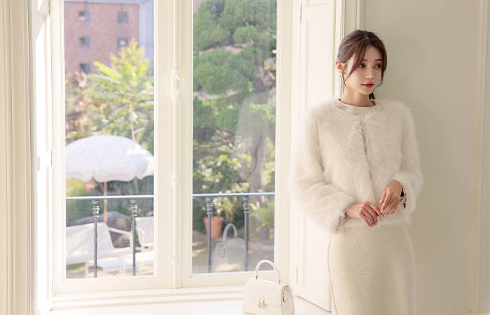 No-collar ECO-Fur Shot Jacket