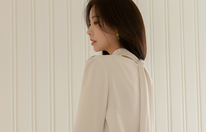 Wrap Style Shirring unique Tie Blouse