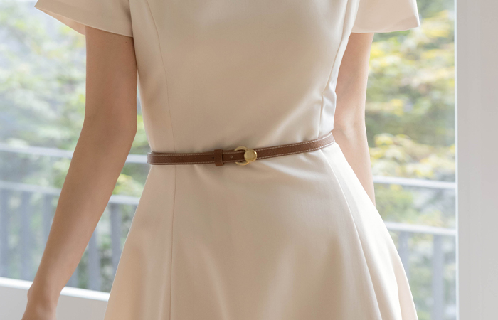 Rya Raund neck A-line Dress_Belt