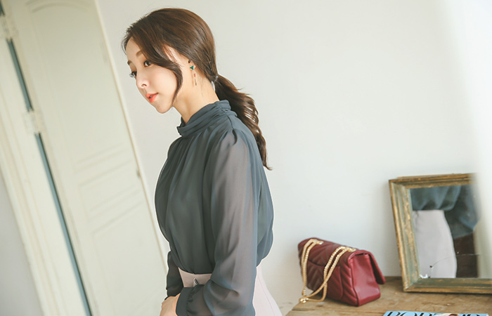 Shearing hayinek double See-through look Blouse