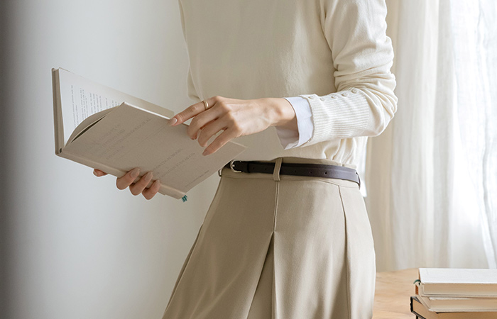 Pintuck A-line Skirt_Belt