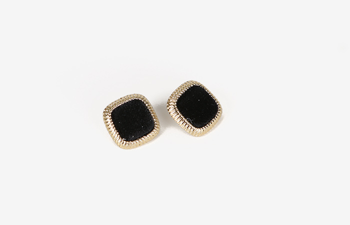 Suede Black gold earring