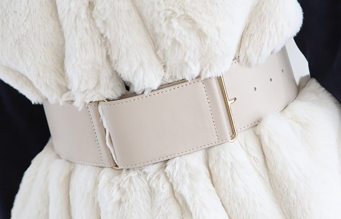 Wide gold ring Sheepskin Belt