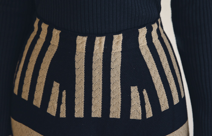 Stick Patterns Knit Flare Skirt
