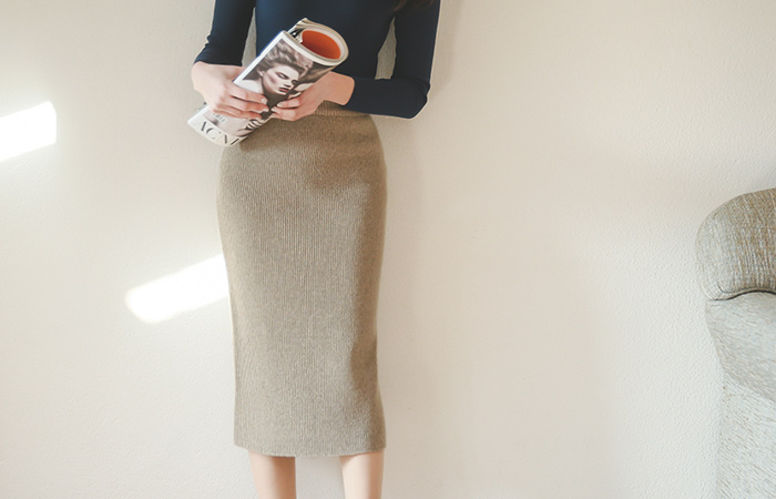 Wool knit MIDI Rong skirt