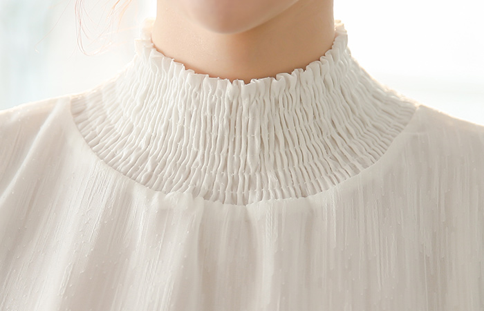 Smocking Balloon See-through Blouse