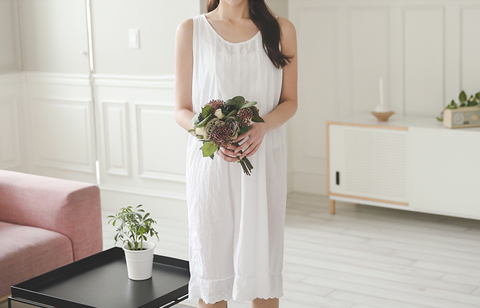 White Eyelet Sleeveless Dress