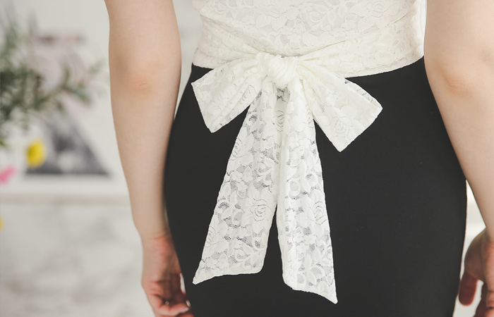 Glam Ruched Sleeve Lace Top Dress