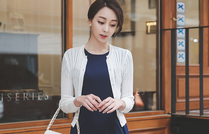 Dot Punching Scotch Pearl Button Cardigan