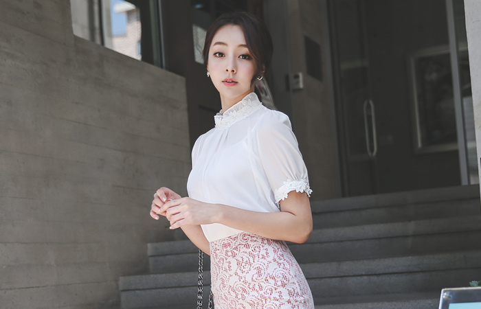 Marion Embroidery Lace Blouse (Short Sleeve)