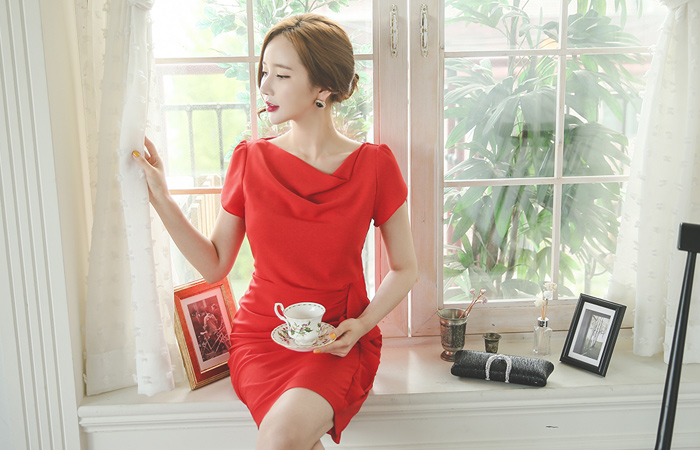 Cow Drape Ruffle Dress